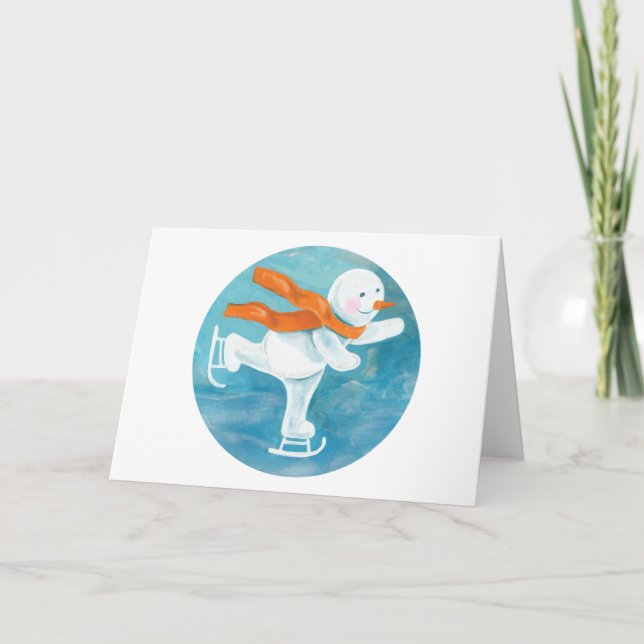 Snowman Ice Skater  Card (Front)