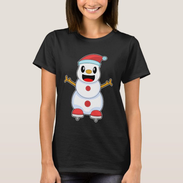 Snowman Ice skating Ice skates T-Shirt (Front)