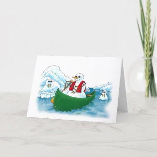 Snowman in a canoe! thank you card
