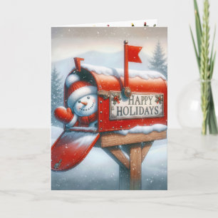 Snowman In a Holiday Mailbox 