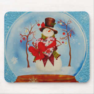 Snowman in a Snow Globe Mouse Pad