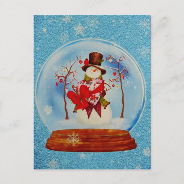 Snowman in a Snow Globe Postcard (Front)