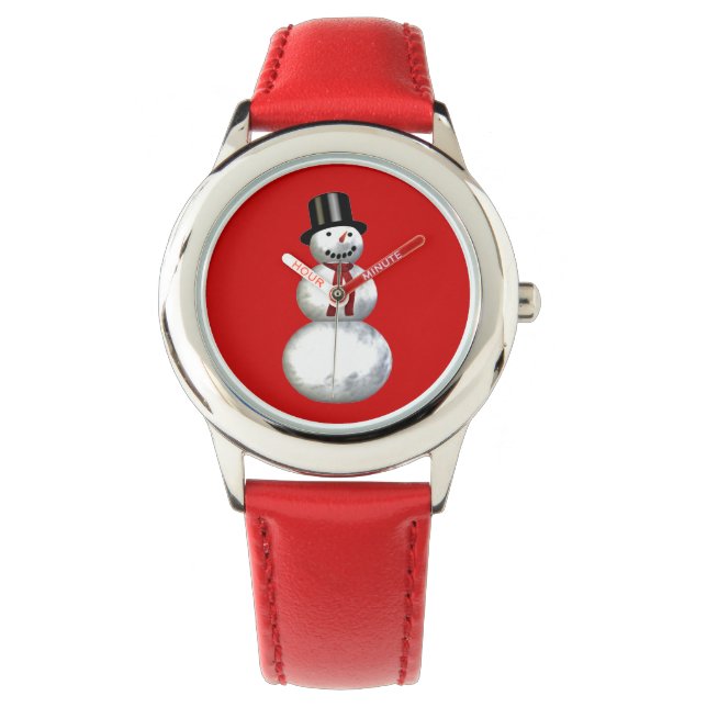 Snowman in a Top Hat Background Child Customizable Watch (Front)