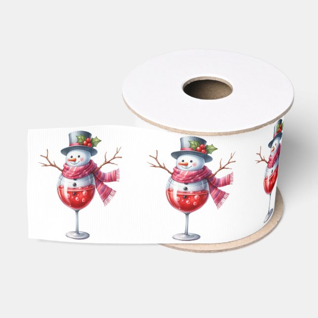 Snowman In A Wine Glass Grosgrain Ribbon (Spool)