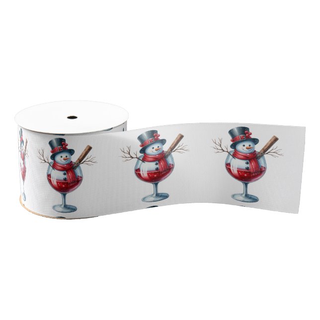 Snowman In A Wine Glass Grosgrain Ribbon (Spool)