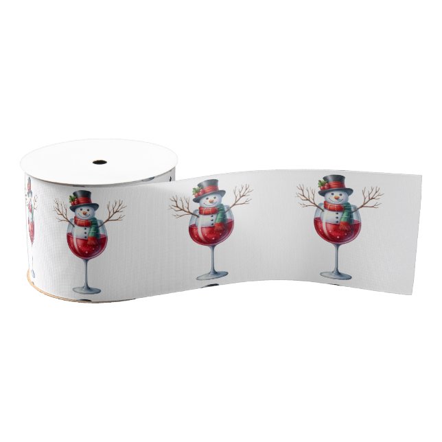 Snowman In A Wine Glass Grosgrain Ribbon (Spool)