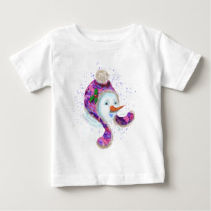 Snowman In Beanie Hat Funny Baby T-Shirt