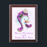 Snowman In Beanie Hat Funny Christmas Gift Plaque<br><div class="desc">Plaque with Happy Snowman In Purple Pink Beanie Winter Hat Funny Christmas Gift - or Choose / Add Your Unique Text / Name / Colour - Make Your Special Plaques Gift - Resize and move or remove / add elements - image / text with customization tool. Painting and Design by...</div>