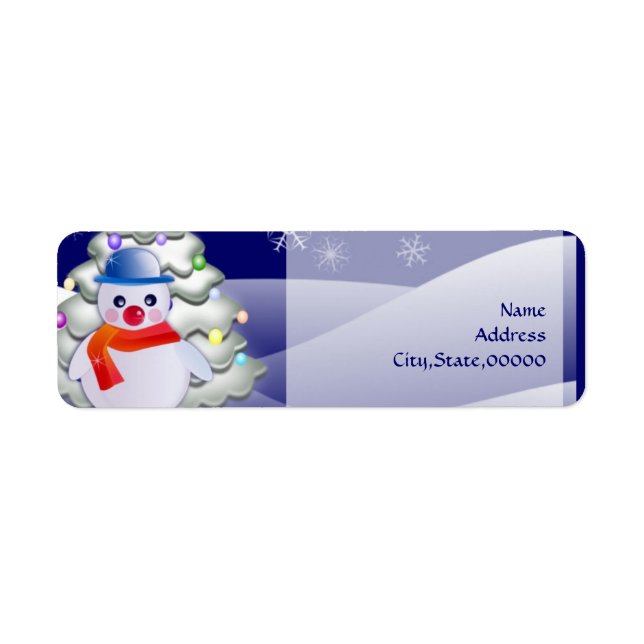 Snowman in Christmas Night Return Address Label (Front)