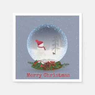 Snowman In Christmas Snow Globe Napkin