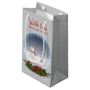 Snowman In Christmas Snow Globe Small Gift Bag