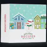 Snowman In Cute Village Christmas Recipes Binder<br><div class="desc">Cute illustration of snowing scene in cute village with snowman. Colourful</div>