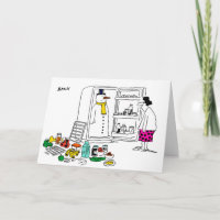 Snowman in fridge Xmas card