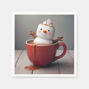 Snowman In Hot Chocolate Napkin