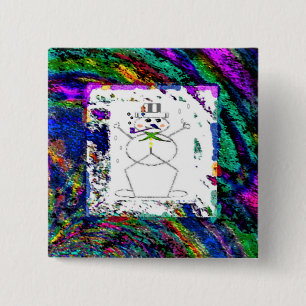 "Snowman in Living Colour" (2") Button