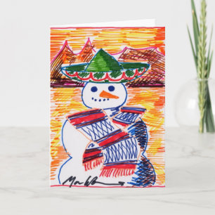 Snowman in Mexico On Christmas Break Holiday Card