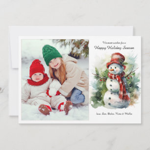 Snowman in Red Flat Holiday Photo Card