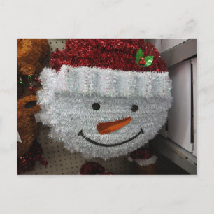 Snowman In Santa Hat Holiday Postcard