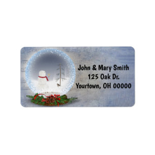 Snowman in Snow Globe  Label