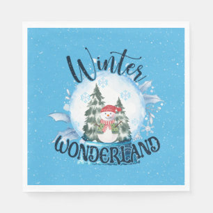 Snowman in Snow Globe Napkin