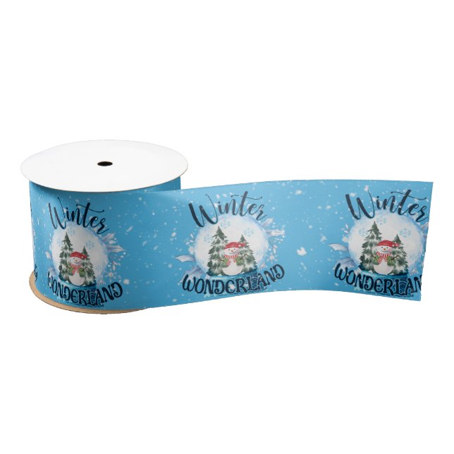 Snowman in Snow Globe  Satin Ribbon (Spool)