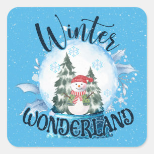Snowman in Snow Globe  Square Sticker