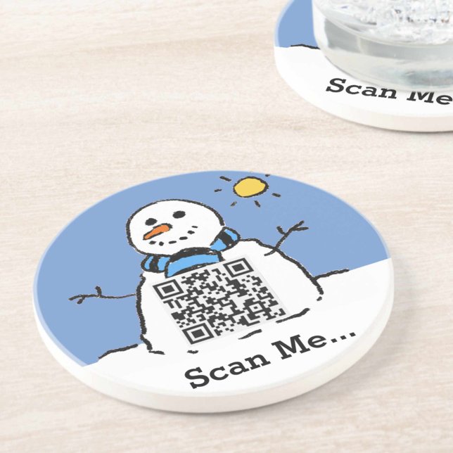 Snowman in Sunshine with QR Code Coaster (Creator Uploaded)
