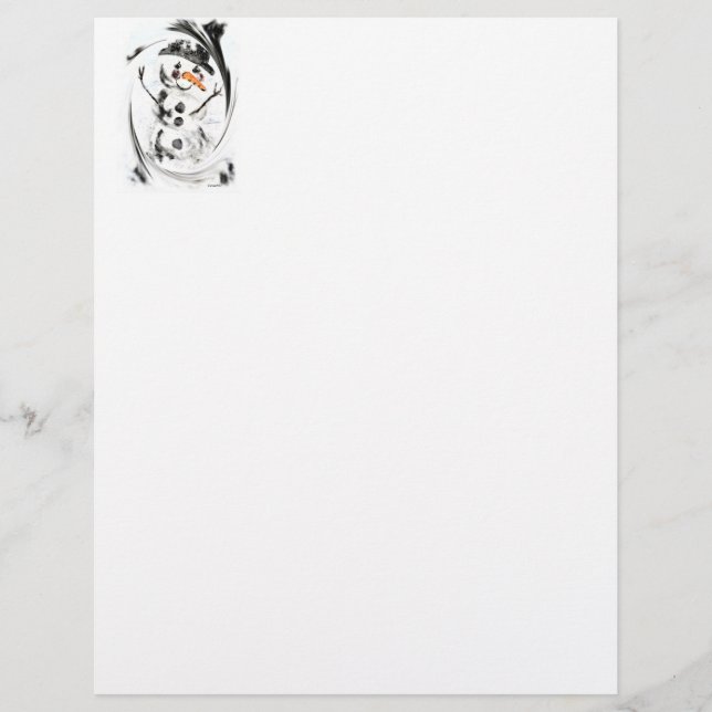Snowman in Swirling Snow Letterhead (Front)