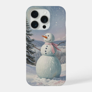 Snowman in the Alpine Glow iPhone 15 Pro Case