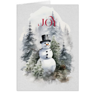 Snowman In the Forest with Red JOY
