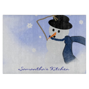 Snowman in the Wind Personalized Cutting Board