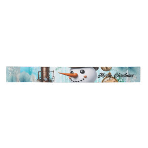 Snowman in Time! Steampunk Snowman Satin Ribbon