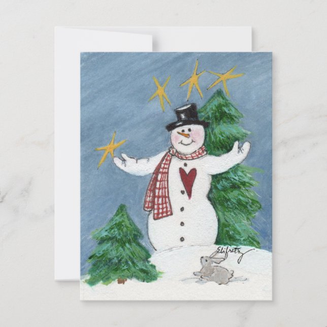 Snowman in Tophat says Welcome Christmas Holiday C Card (Front)