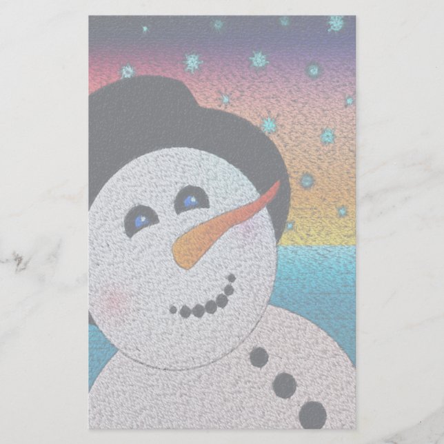 Snowman In Tophat Stationery (Front)
