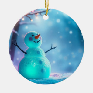 Snowman in Winter Wonderland Ceramic Ornament