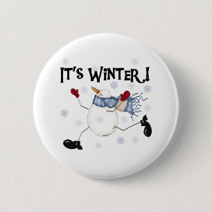 Snowman It's Winter 2 Inch Round Button