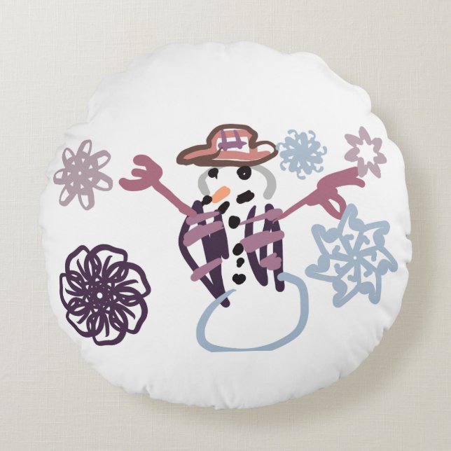 Snowman  joy  kind  round pillow (Front)