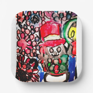 Snowman  joy paper plate