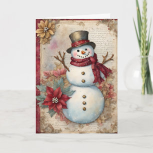 Snowman Junk Journal Page Christmas Card