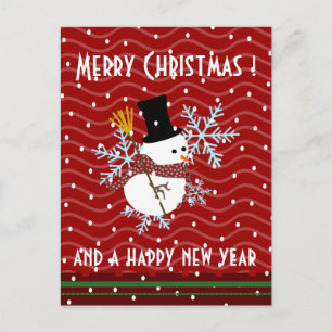 snowman kawaii xmas greetings holiday postcard