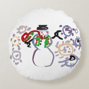 Snowman kind round pillow