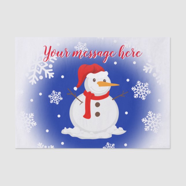 Snowman King Blue & Custom text Tissue Paper (Front)