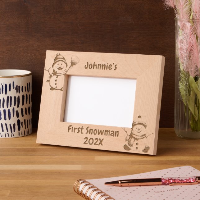 Snowman Laser Etched Picture Frame (Left)