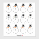 Snowman (Left-Facing) Winter Holiday Christmas<br><div class="desc">This super-fun sticker will brighten anyone's day! A white snowman has black coal eyes, smiling mouth, and buttons, a black top hat, and an extra-long orange carrot nose. Great for Christmas or Hanukkah cards or gift-wrapping, winter birthday presents or cards, party favour bags, or winter-themed crafts. And, don't forget the...</div>
