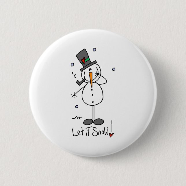 Snowman Let it Snow 2 Inch Round Button (Front)