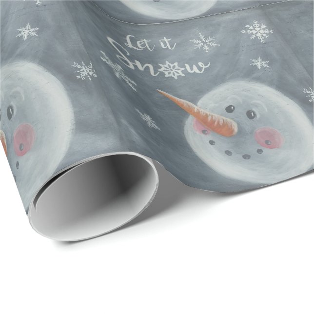 Snowman Let It Snow faux chalkboard gift wrapping Wrapping Paper (Roll Corner)