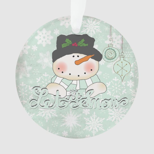 Snowman Let it Snow Personalized Acrylic Ornament (Front)