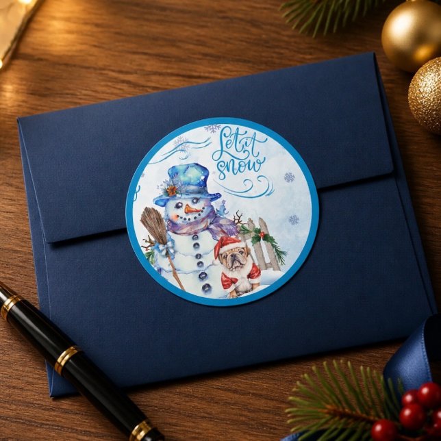 Snowman | Let it Snow Round Sticker (Creator Uploaded)
