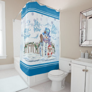 Snowman   Let it Snow Shower Curtain