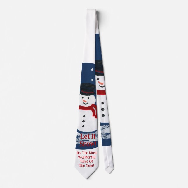 Snowman Let It Snow Wonderful Time Year Tie (Front)